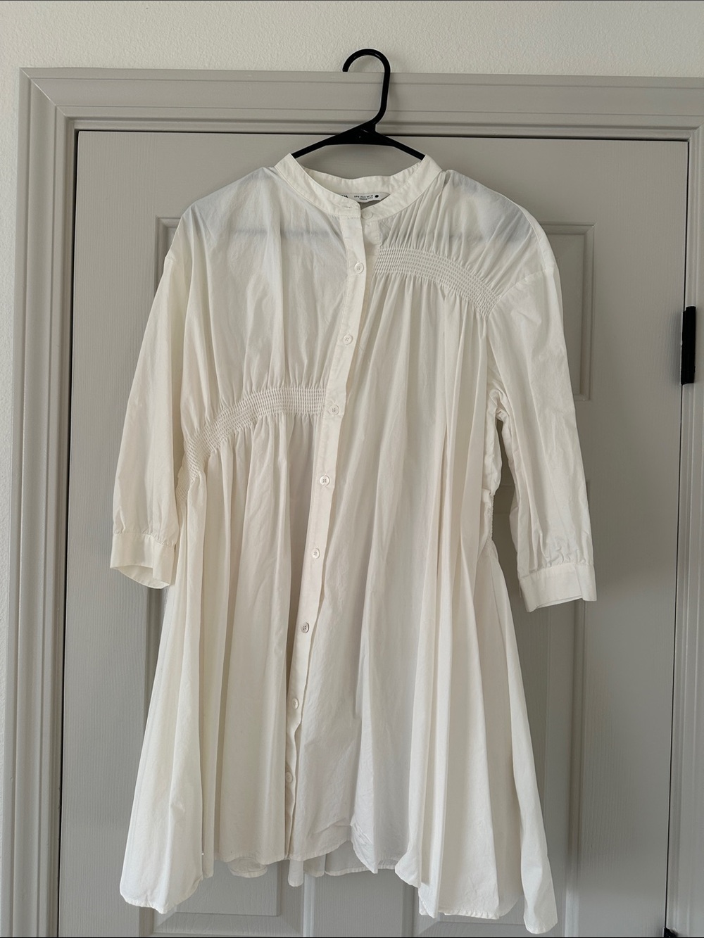 Zara 100% cotton flowy mini dress button down